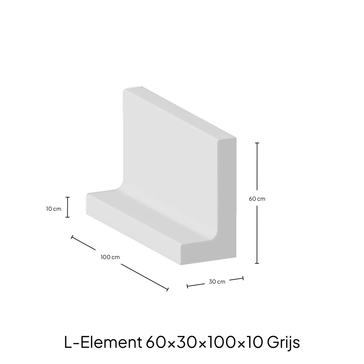 L-Element 60x30x100x10 Grijs Zichtbeton