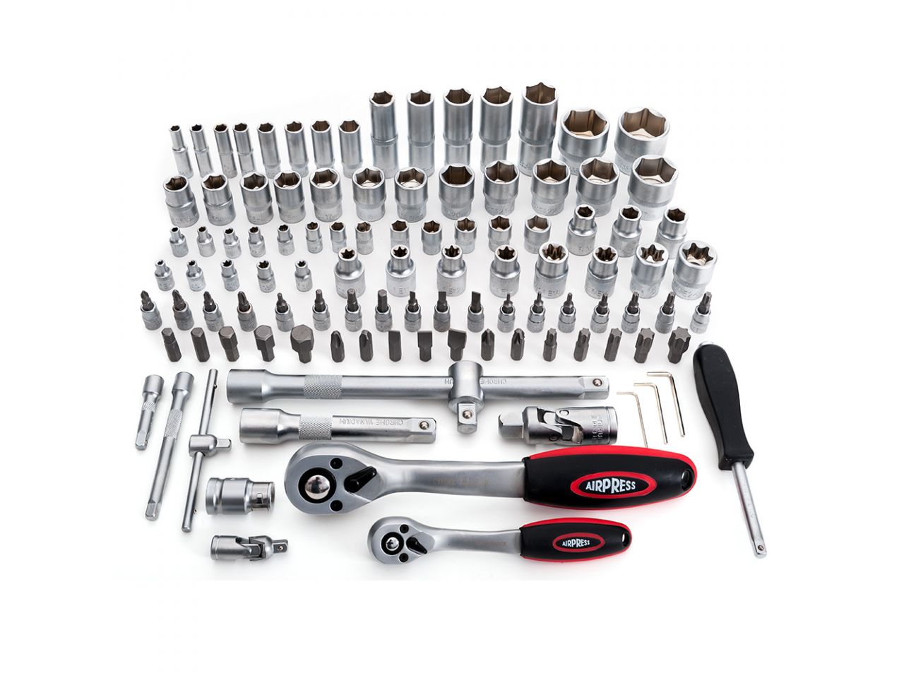 Gereedschapskoffer doppenset met chroom vanadium gereedschappen 108 delig professioneel