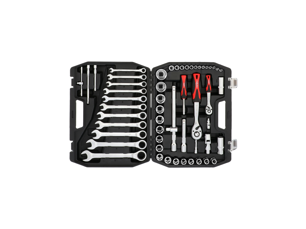 Gereedschapskoffer doppenset met chroom vanadium gereedschappen 54 delig professioneel