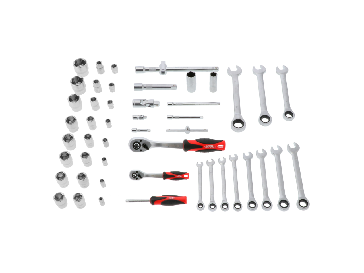 Gereedschapskoffer doppenset met chroom vanadium gereedschappen 54 delig professioneel