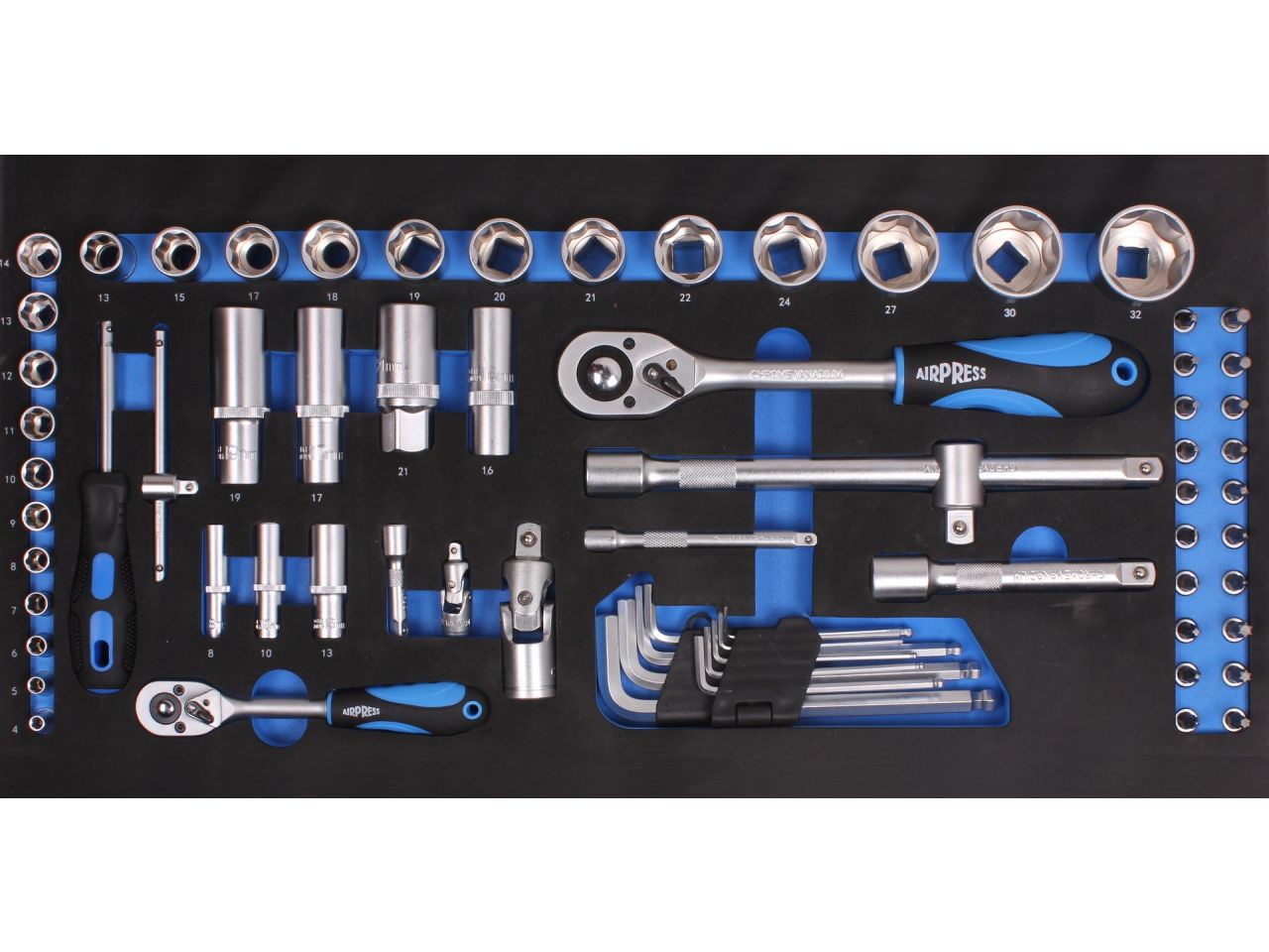 Gereedschapskoffer met chroom vanadium gereedschappen 97-delig