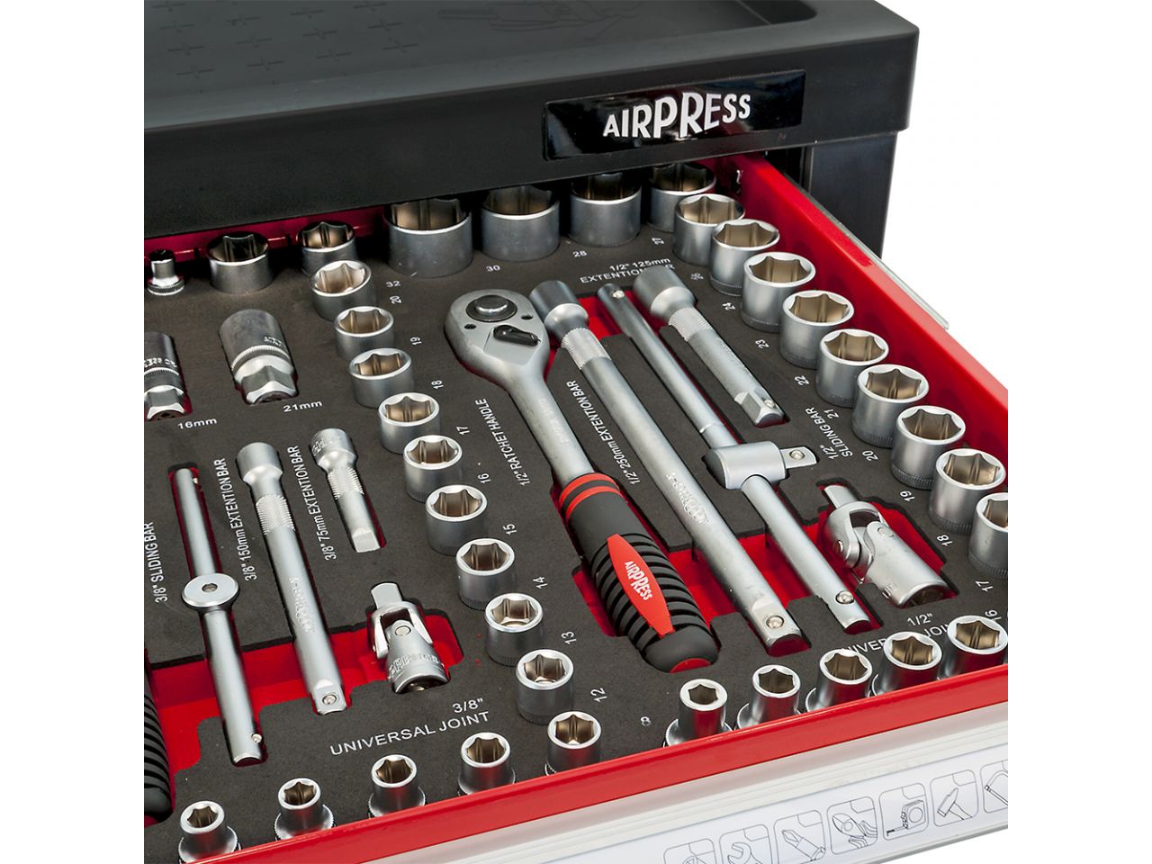 7 laden gereedschapwagen gevuld 217-delig