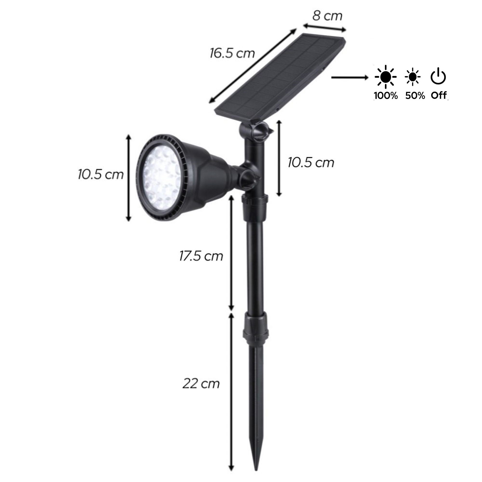 Iplux® Solar LED Tuinspot Pro Performance 600 lumen