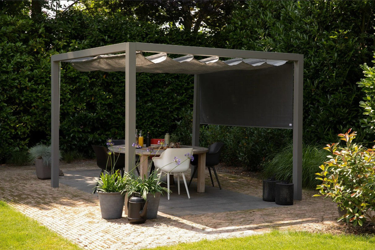 Alu | Pergola + schaduwdoek | 402 x 402 cm