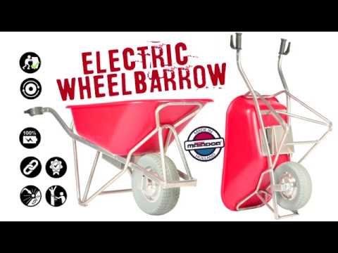 Kruiwagen, 90L, kunststof rode kuip, Profimax elektrische M-E-Barrow