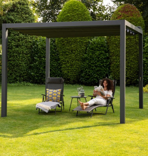 Alu | Pergola + Prosail waterdicht harmonicadoek | 319 x 419 cm