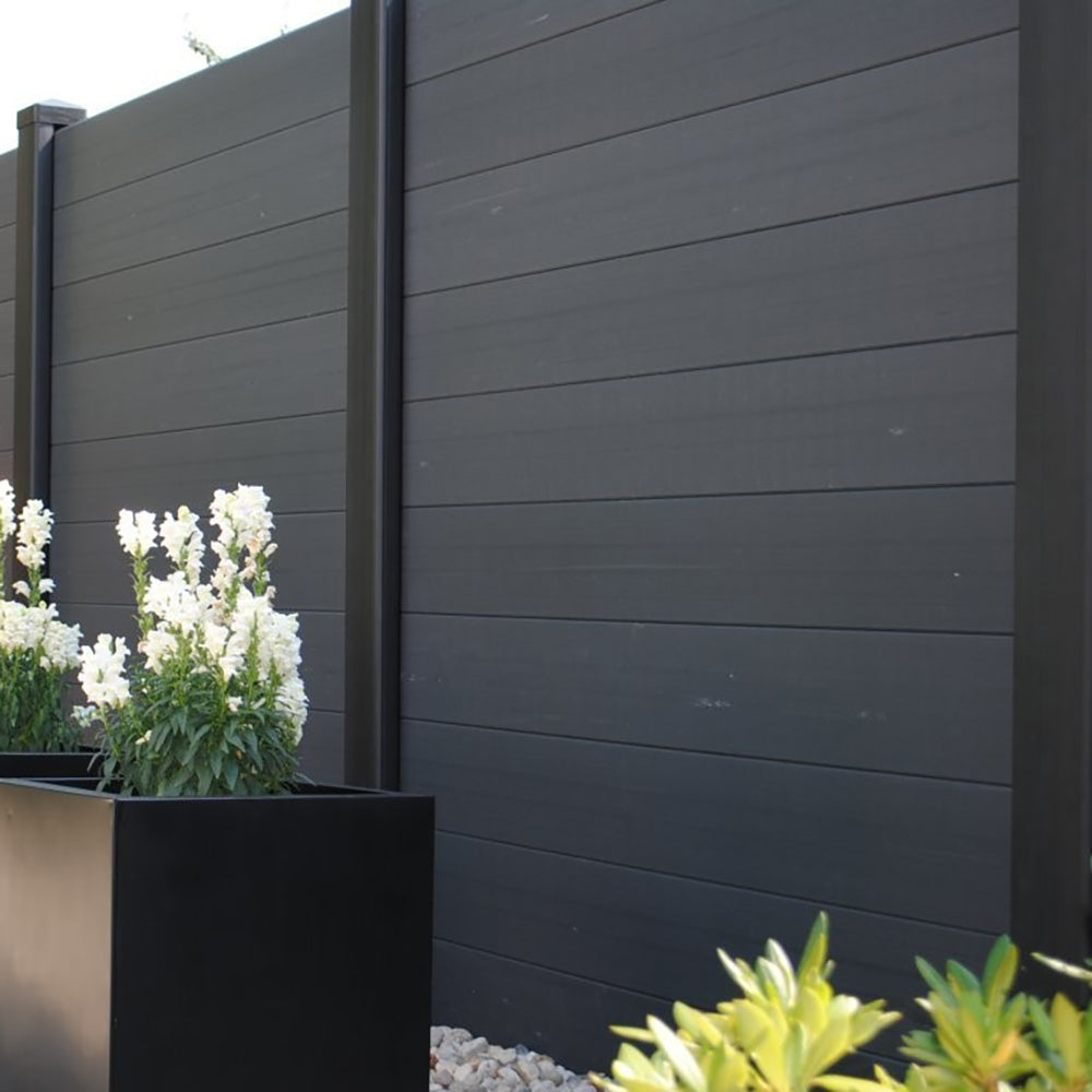 Recyfence tand & groef 20cm x 184cm x 3,8cm + alustrip Donkergrijs