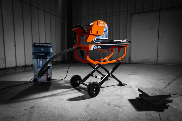 Norton Clipper CM42 Dry + CV 340 Uno stofzuiger + Pro Universeel Silencio Diamantzaagblad