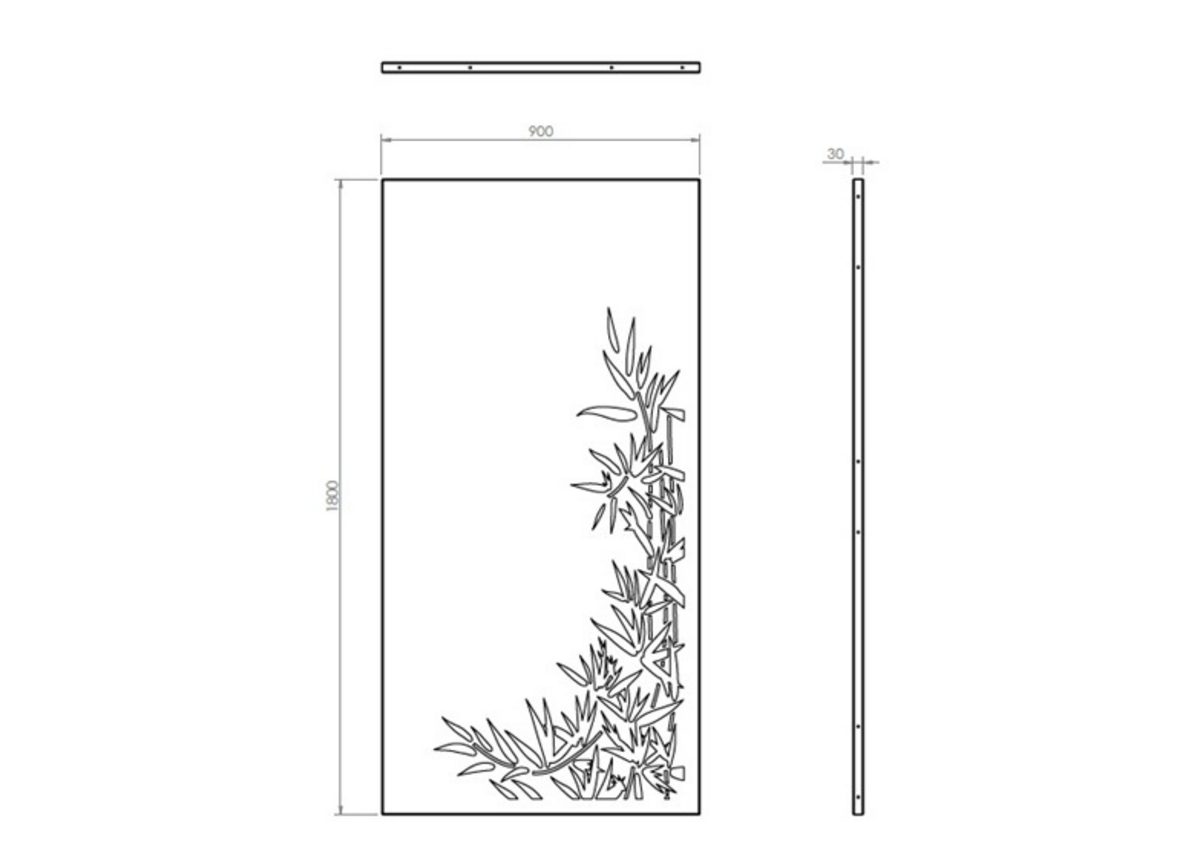 Cortenstaal paneel liggende tak 90x180 cm