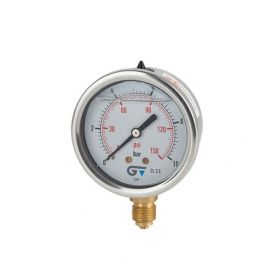 Manometer nat / glycerine gevuld 63 mm, 0-10, 1/4" o.a.